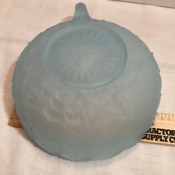 Imperial Glass Light Blue Candy Dish Satin Impressed Pansy Nappy Textured Handle - Picture 7 of 15